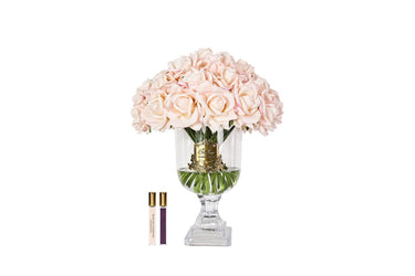 VERSAILLES French Rose Bouquet - Gold Badge - Champagne Pink - VRB15 ( Carton of 1)